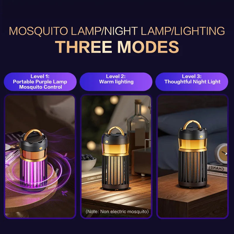New 3 in 1 electric mosquito killer lamp portable USB fast charging outdoor night light electric shock mosquito killer lamp